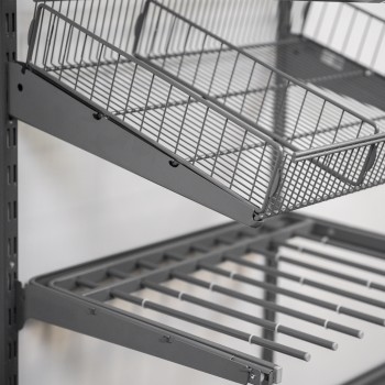 Kleiderschrank, Regalsystem, Garderobe - Grau, 200x185x42 cm - wandmontage INTEGRI - 9