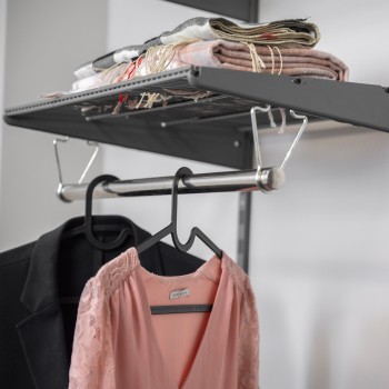 Kleiderschrank, Regalsystem, Garderobe - Grau, 200x65x42 cm - wandmontage INTEGRI - 4