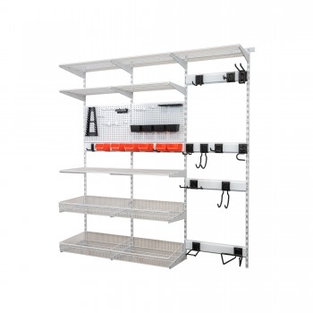 Werkzeugwand, Regalsystem, Werkzeughalter - Weiß, 200x185x42 cm - wandmontage INTEGRI - 1