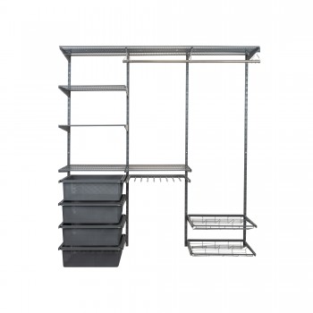 Kleiderschrank, Regalsystem, Garderobe - Grau, 200x185x42 cm - wandmontage INTEGRI - 3