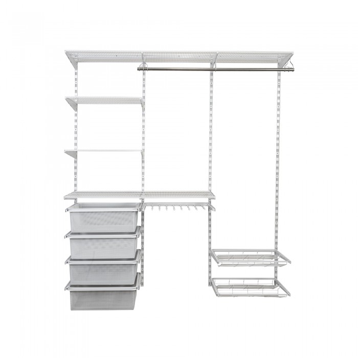 Kleiderschrank, Regalsystem, Garderobe - Weiß, 200x185x42 cm - wandmontage INTEGRI - 3