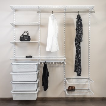 Kleiderschrank, Regalsystem, Garderobe - Weiß, 200x185x42 cm - wandmontage INTEGRI - 2