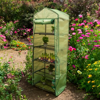 Foliengewächshaus Treibhaus Pflanzenhaus mit 5 Gitterböden - KALMIA II, 70x50x190 Grindi - 6