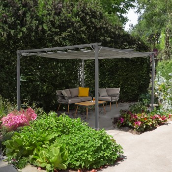 Garten Pergola Pavillon Terrassendach mit einstellbarem Stoffdach - Irda III 4x4m Grindi - 3