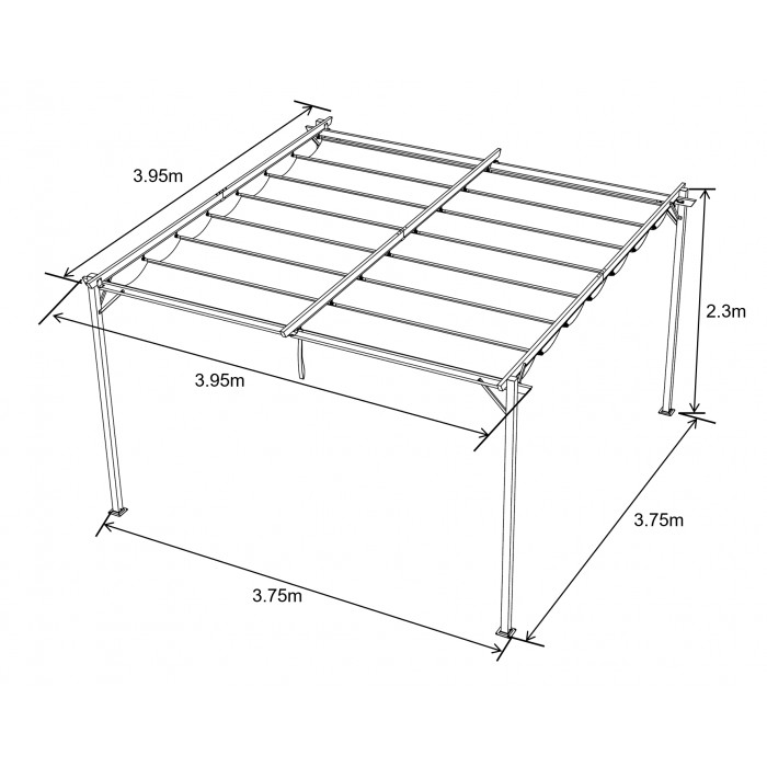 Garten Pergola Pavillon Terrassendach mit einstellbarem Stoffdach - Irda III 4x4m Grindi - 4