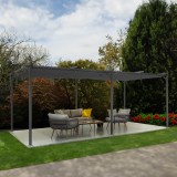 Garten Pergola Pavillon Terrassendach mit einstellbarem Stoffdach - Irda IV 3x6m Grindi - 11