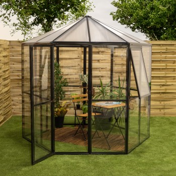 Gewächshaus Gartenhaus Treibhaus Polycarbonat - Salvia I - 240x240, schwarz GRINDI IN THE GARDEN - 3