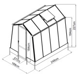 Gewächshaus Gartenhaus Treibhaus Alu - Arum I, anthracit - 2,5x1,9m GRINDI IN THE GARDEN - 9