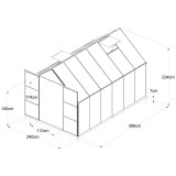 Gewächshaus Gartenhaus Treibhaus Alu Polycarbonat - Verbena I, weiß - 3,7x2,4m GRINDI IN THE GARDEN - 9 Gewächshaus Gartenhaus Treibhaus Alu Polycarbonat - Verbena I, weiß - 3,7x2,4m GRINDI IN THE GARDEN - 9