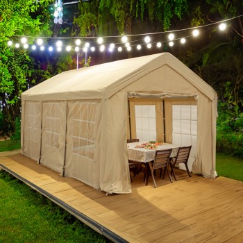 Gartenpavillon Partyzelt Festzelt PE 3x6m beige - GNO I GRINDI IN THE GARDEN - 4