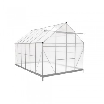 Gewächshaus Gartenhaus Treibhaus Alu Polycarbonat - Verbena I, weiß - 3,7x2,4m GRINDI IN THE GARDEN - 1