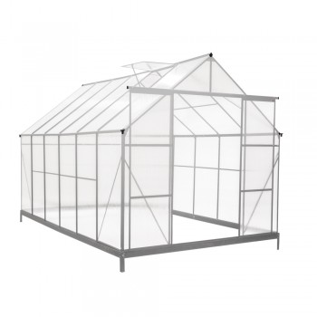 Gewächshaus Gartenhaus Treibhaus Alu Polycarbonat - Verbena I, weiß - 3,7x2,4m GRINDI IN THE GARDEN - 10