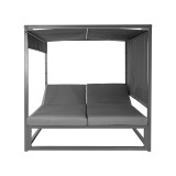 Doppel-Gartenliege mit Sonnendach, Pergola, Lounge-Pavillon  - Verula I - 195x195x195 grau GRINDI IN THE GARDEN - 6