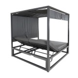 Doppel-Gartenliege mit Sonnendach, Pergola, Lounge-Pavillon  - Verula I - 195x195x195 grau GRINDI IN THE GARDEN - 7