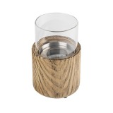 Bioethanol Tischkamin Runder Freistehender Biokamin - 12x20, LAWU I Holzimitat GRINDI IN THE GARDEN - 1