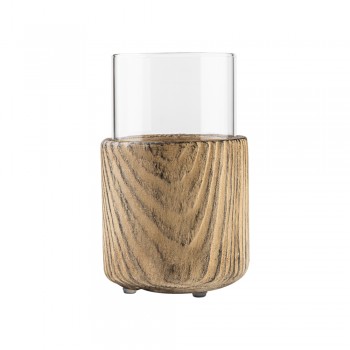 Bioethanol Tischkamin Runder Freistehender Biokamin - 12x20, LAWU I Holzimitat GRINDI IN THE GARDEN - 3