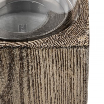 Bioethanol Tischkamin Rechteckiger Freistehender Biokamin - 12x20, LAWU II Holzimitat GRINDI IN THE GARDEN - 4