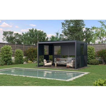 Schiebewandlamellen Lamellenwand für Kea-Pergola - grau GRINDI IN THE GARDEN - 4