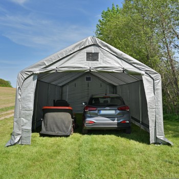 Garagenzelt Carport PE 400x800x305 grau - NG 5 GRINDI IN THE GARDEN - 2