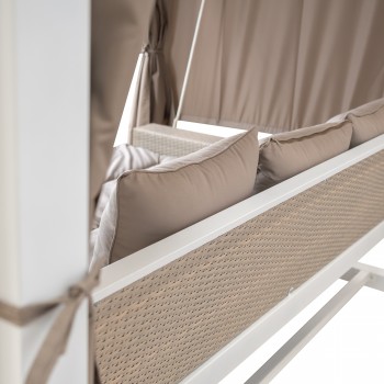 Doppel-Gartenliege mit Sonnendach, Lounge-Pavillon, Gartenschaukel - Sumba I - 236x180x210 braun GRINDI IN THE GARDEN - 10