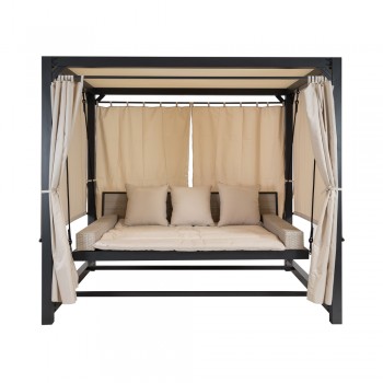 Doppel-Gartenliege mit Sonnendach, Lounge-Pavillon, Gartenschaukel - Sumba I - 236x180x210 beige GRINDI IN THE GARDEN - 2