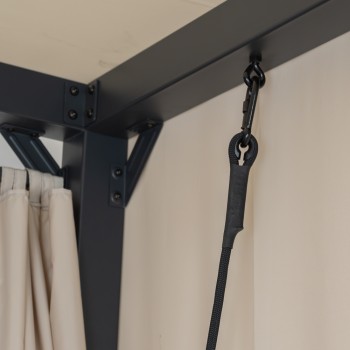 Doppel-Gartenliege mit Sonnendach, Lounge-Pavillon, Gartenschaukel - Sumba I - 236x180x210 beige GRINDI IN THE GARDEN - 10