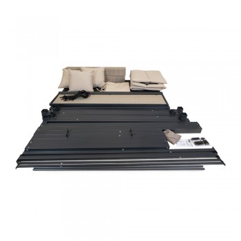 Doppel-Gartenliege mit Sonnendach, Lounge-Pavillon, Gartenschaukel - Sumba I - 236x180x210 beige GRINDI IN THE GARDEN - 11