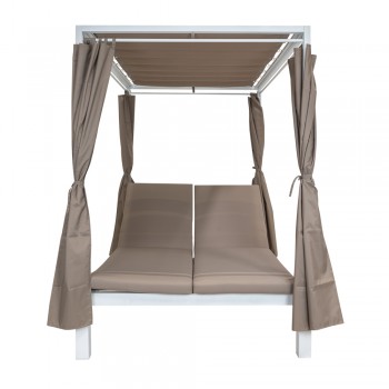 Doppel-Gartenliege mit Sonnendach, Lounge-Pavillon, Gartenschaukel - Kayan I - 207x147x205 braun GRINDI IN THE GARDEN - 2