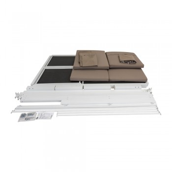 Doppel-Gartenliege mit Sonnendach, Lounge-Pavillon, Gartenschaukel - Kayan I - 207x147x205 braun GRINDI IN THE GARDEN - 8