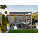 Garten Pergola, Lounge-Pavillon Alu - TASOS I - 3x3m, grau GRINDI IN THE GARDEN - 4
