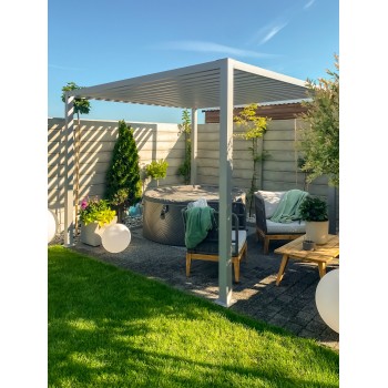 Garten Pergola, Lounge-Pavillon Alu - TASOS I - 3x3m, grau GRINDI IN THE GARDEN - 5