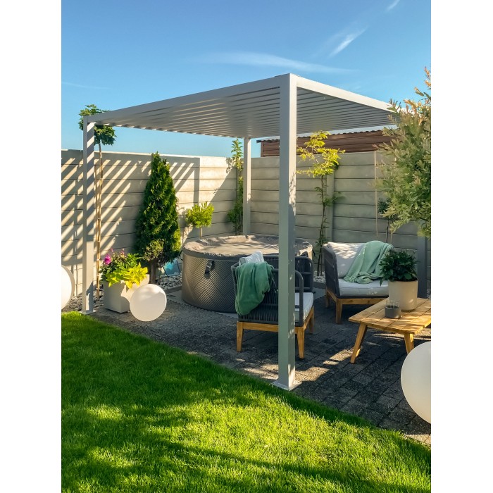 Garten Pergola, Lounge-Pavillon Alu - TASOS I - 3x3m, grau GRINDI IN THE GARDEN - 5