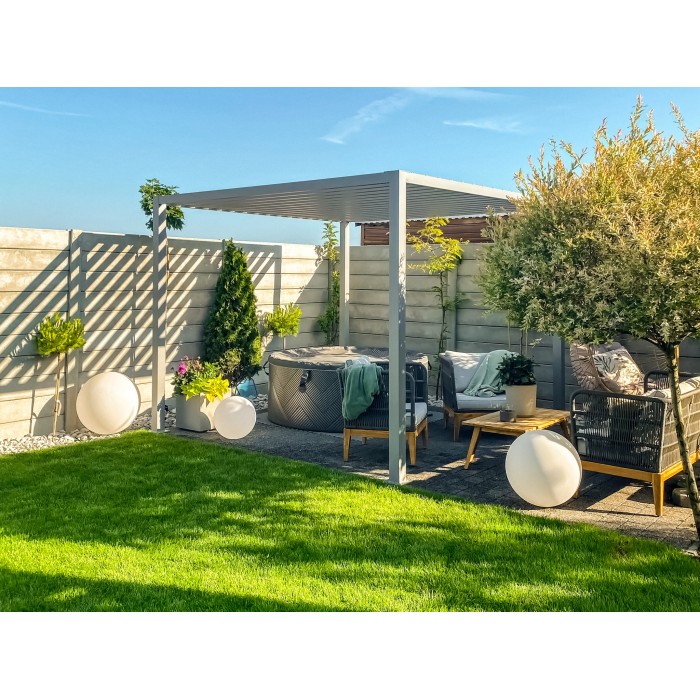 Garten Pergola, Lounge-Pavillon Alu - TASOS I - 3x3m, grau GRINDI IN THE GARDEN - 3