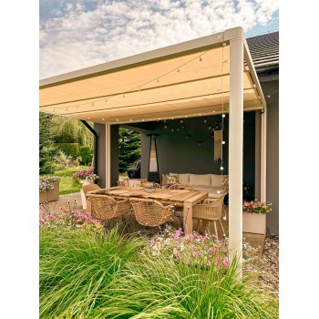 Terrassenpergola, weiß, Aluminium mit Automatikdach - Paros I 3x4m Grindi - 2