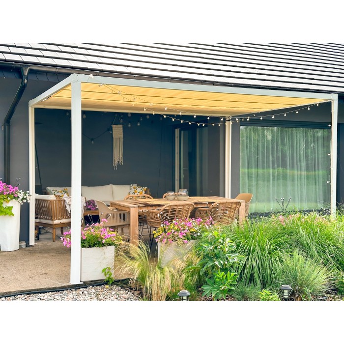 Terrassenpergola, weiß, Aluminium mit Automatikdach - Paros I 3x4m Grindi - 14