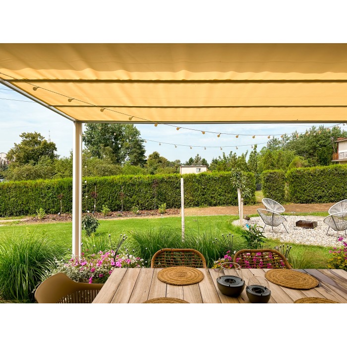 Terrassenpergola, weiß, Aluminium mit Automatikdach - Paros I 3x4m Grindi - 16