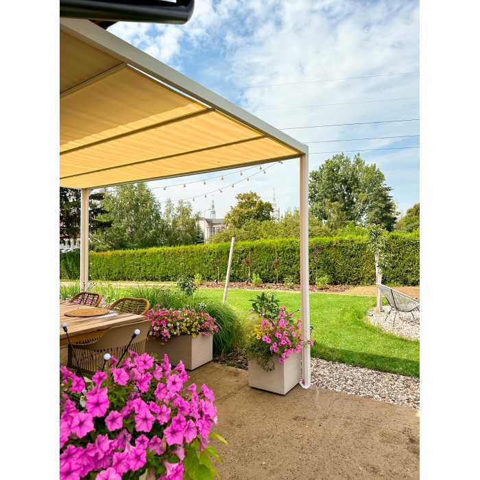 Terrassenpergola, weiß, Aluminium mit Automatikdach - Paros I 3x4m Grindi - 17