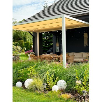 Terrassenpergola, weiß, Aluminium mit Automatikdach - Paros I 3x4m Grindi - 18