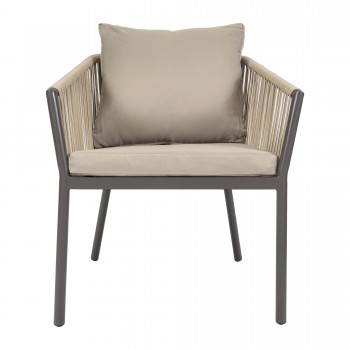 Gartenmöbel Lounge Set, Seilgeflecht, Seilbespannung - beige, Paga I Grindi - 4