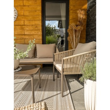Gartenmöbel Lounge Set, Seilgeflecht, Seilbespannung - beige, Paga I Grindi - 3