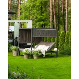 Doppel-Gartenliege mit Sonnendach, Pergola, Lounge-Pavillon  - Verula I - 195x195x195 grau GRINDI IN THE GARDEN - 4