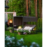 Doppel-Gartenliege mit Sonnendach, Pergola, Lounge-Pavillon  - Verula I - 195x195x195 grau GRINDI IN THE GARDEN - 2
