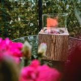 Bioethanol Tischkamin Rechteckiger Freistehender Biokamin - 12x20, LAWU II Holzimitat GRINDI IN THE GARDEN - 6