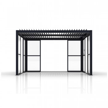 Schiebewand mit Polycarbonatplatten für Kea-Pergola - grau GRINDI IN THE GARDEN - 16