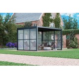 Schiebewand mit Polycarbonatplatten für Kea-Pergola - grau GRINDI IN THE GARDEN - 10