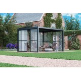 Schiebewand mit Polycarbonatplatten für Kea-Pergola - grau GRINDI IN THE GARDEN - 11