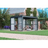 Schiebewand mit Polycarbonatplatten für Kea-Pergola - grau GRINDI IN THE GARDEN - 12