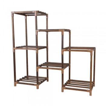 Blumenständer aus Holz mit 7 Ablagen - Paulownia-Holz, 82x87x30 - Galium I GRINDI IN THE GARDEN - 1