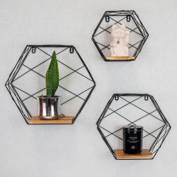 Loft Wandregal, Holzregal, Hängeregal - Kiefernholz,  3 Stück - SFL 4 Domax Home - 2