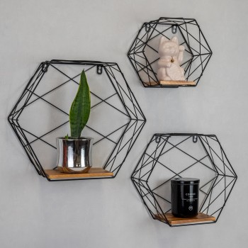 Loft Wandregal, Holzregal, Hängeregal - Kiefernholz,  3 Stück - SFL 4 Domax Home - 4